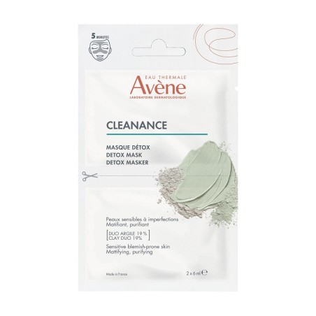 Avène cleanance maschera detox purificante viso per pelli sensibili 2 x 6ml