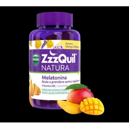 VICKS ZZZQUIL NATURA GUSTO DI MANGO E BANANA 60 PASTIGLIE GOMMOSE