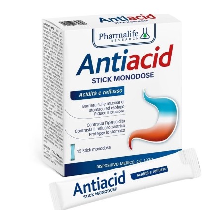 Pharmalife Research AntiAcid Dispositivo Medico Antireflusso e Antiacido, 15 stick monodose