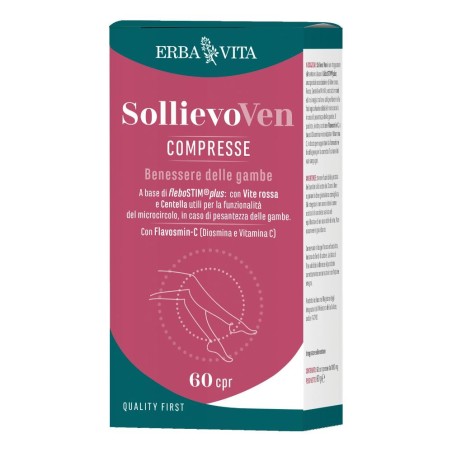 SOLLIEVO VEN 60 CAPSULE PER FAVORIRE LA NORMALE FUNZIONALITÀ DEL MICROCIRCOLO CON FLEBOSTIM PLUS, VITAMINA C DA ROS
