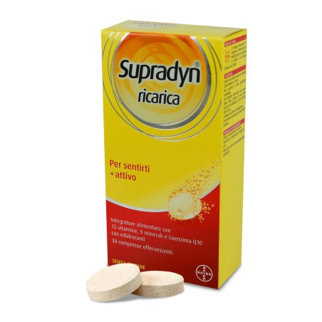SUPRADYN 30 COMPRESSE EFFERVESCENTI CON 13 VITAMINE, 9 MINERALI, COENZIMA Q10 CON EDULCORANTI  SENZA GLUTINE