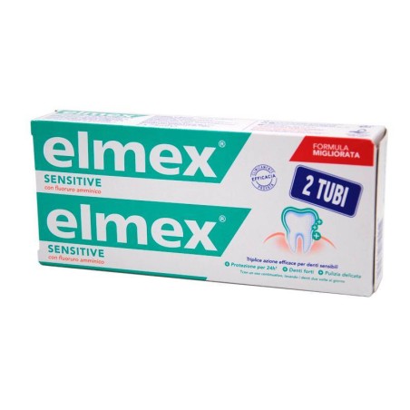 ELMEX SENSITIVE 2 TUBI DA 75 ML CON FLUORURO AMMINICO PER PREVENIRE LA SENSIBILITÀ E LA CARIE RADICOLARE  DENTIFRICIO DENT