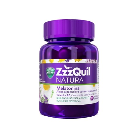 VICKS ZZZQUIL NATURA 30 PASTIGLIE GOMMOSE CON VITAMINA B6, MELATONINA, CAMOMILLA, VALERIANA E LAVANDA AIUTA A PRENDERE SON